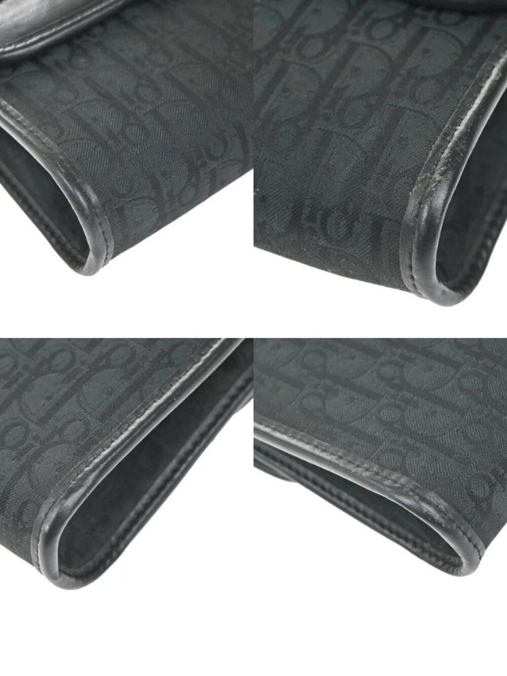 CHRISTIAN DIOR Trotter Pattern 2way Clutch Hand Bag Canvas Leather Black 38KC787 - Picture 15 of 15